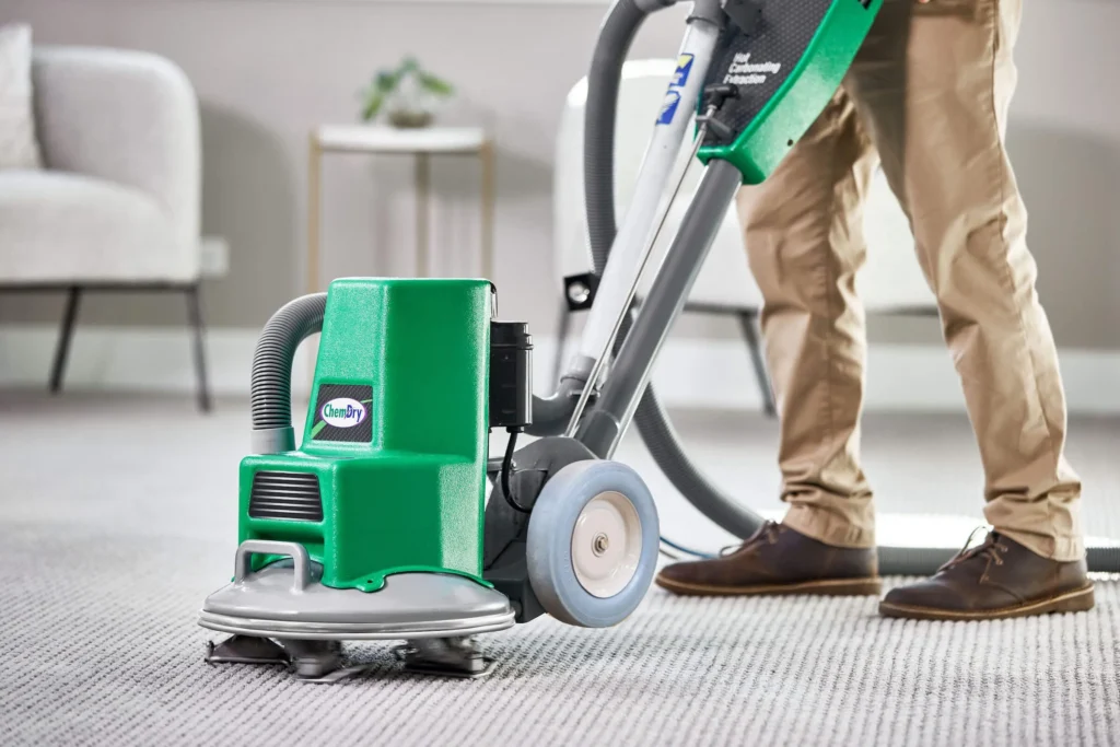 Professional carpet cleaning machine removing deep stains and pet odours from residential carpet for healthier indoor air and long-lasting freshness