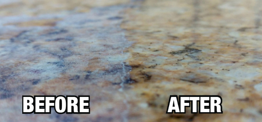 Before-and-after photo showing visible carpet stain removal results after using carpet cleaner shampoo for a deeper clean.