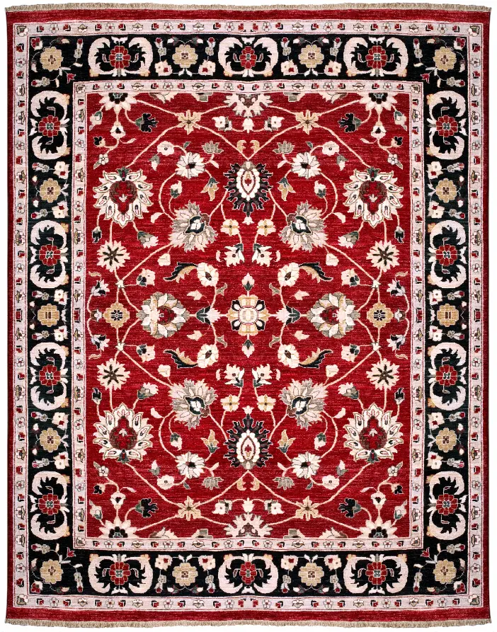 Rug cleaning before and after showing a traditional area rug with brighter colours and restored pattern clarity after deep cleaning