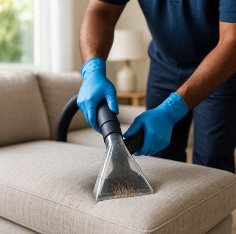 Upholstery protectant logo representing fabric protection and long lasting upholstery cleaning results.