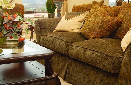 LivingRoom Elegant living room with freshly cleaned upholstered sofa after professional upholstery and couch cleaning by Eco Valley Chem-Dry in Calgary.