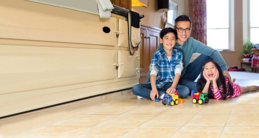 Clean hardwood floors after using an upholstery cleaning machine with family enjoying a fresh and hygienic home environment