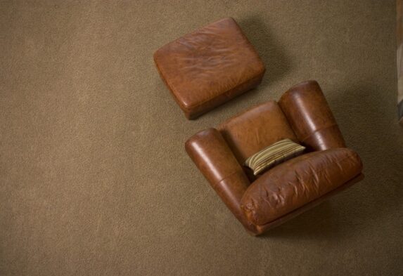 u1 Clean leather armchair and ottoman after professional upholstery and furniture cleaning by Eco Valley Chem-Dry in Calgary.